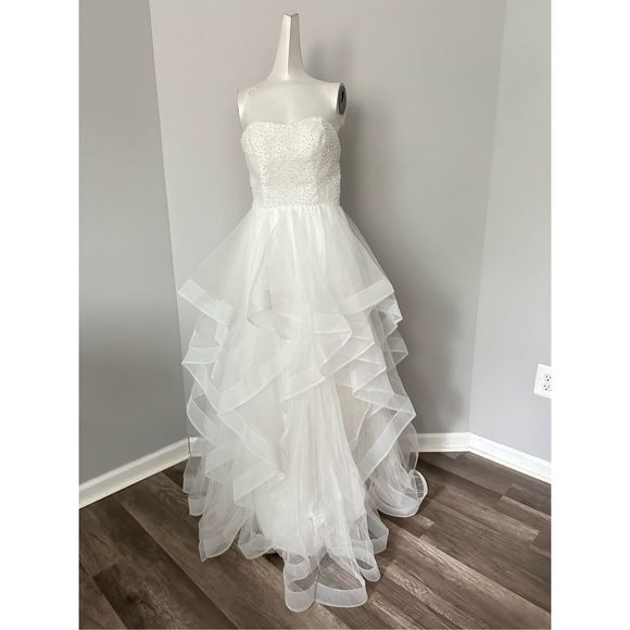 BASIX BLACK LABEL D1427L PEARL TIERED STRAPLESS GOWN US 10 $490 - Picture 4 of 12